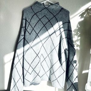 Grey and black mock neck sweater size L